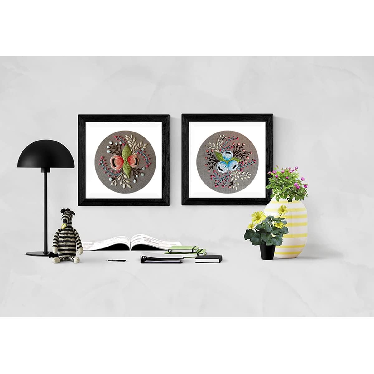 Louise Maelys Embroidery Starter Kit Full Range of Stamped Cross Stitch Kits for Beginner Including Cloth with Pattern,Embroidery Hoop,Color Threads