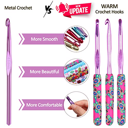 Coopay Warm Crochet Hooks Large, 10mm 9mm 8mm 7mm 6.5mm Large Crochet Hooks for Chunky Yarn Blanket Sweater Thick Wool, Big Crochet Kit for Arthritic Hands Knitting & Crochet Supplies