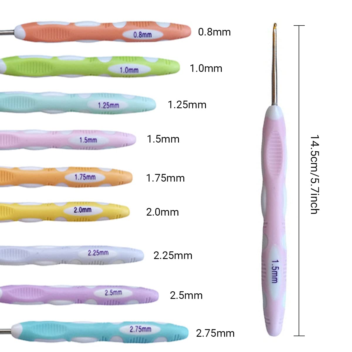 Latest Set of 27 PCS Small Size Crochet Hook Set with Case,Ergonomic Handle Crochet Hook Needles for Arthritic Hands, Thread Crochet Steel Lace Hooks Size 0.8mm to 2.75mm