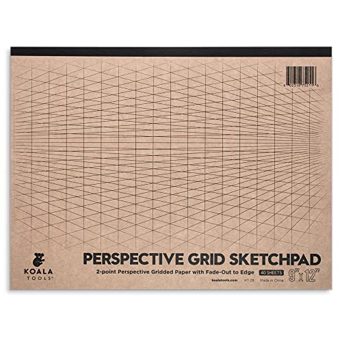 Koala Tools | Drawing Perspective (1 and 2-Point) Large Sketch Pad (2 Point - 9 x 12)
