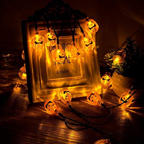 Senmao Home Decor Halloween string lights with 30 led,Orange Lights 20ft with pumpkin lights,Halloween Lights Outdoor for Patio, Garden,Parties (IP65,8 Light Modes Warm White)