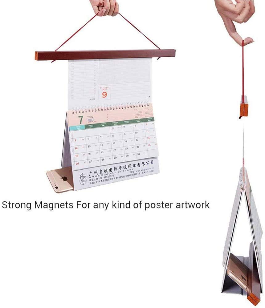 Benjia Magnetic Poster Hanger, 8x10 8x20 8x11 Poster Frame Wood Wooden Magnet Print Posters Dowel Scroll Hanger Hangers Hanging Kit for Walls Map Canvas Artwork (Mahogany, 8")