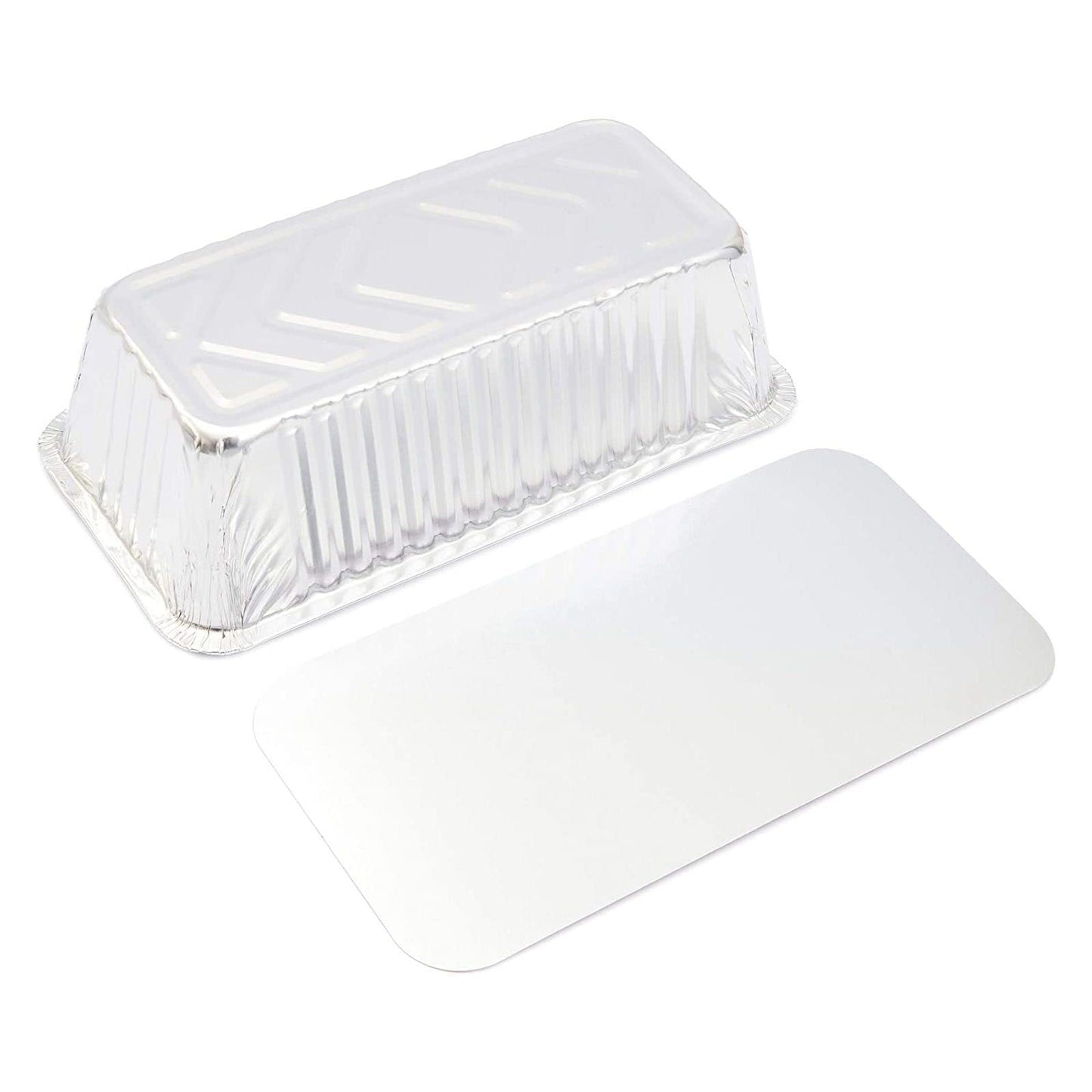 50 Pack Christmas Aluminum Foil Pans with Paper Lids, 32oz Baking Tins Containers, Fun Festive Foil Loaf Pan with Lid for Winter Holiday Xmas Season Baking Breads (8.5 x 2.5 x 4.5 In)