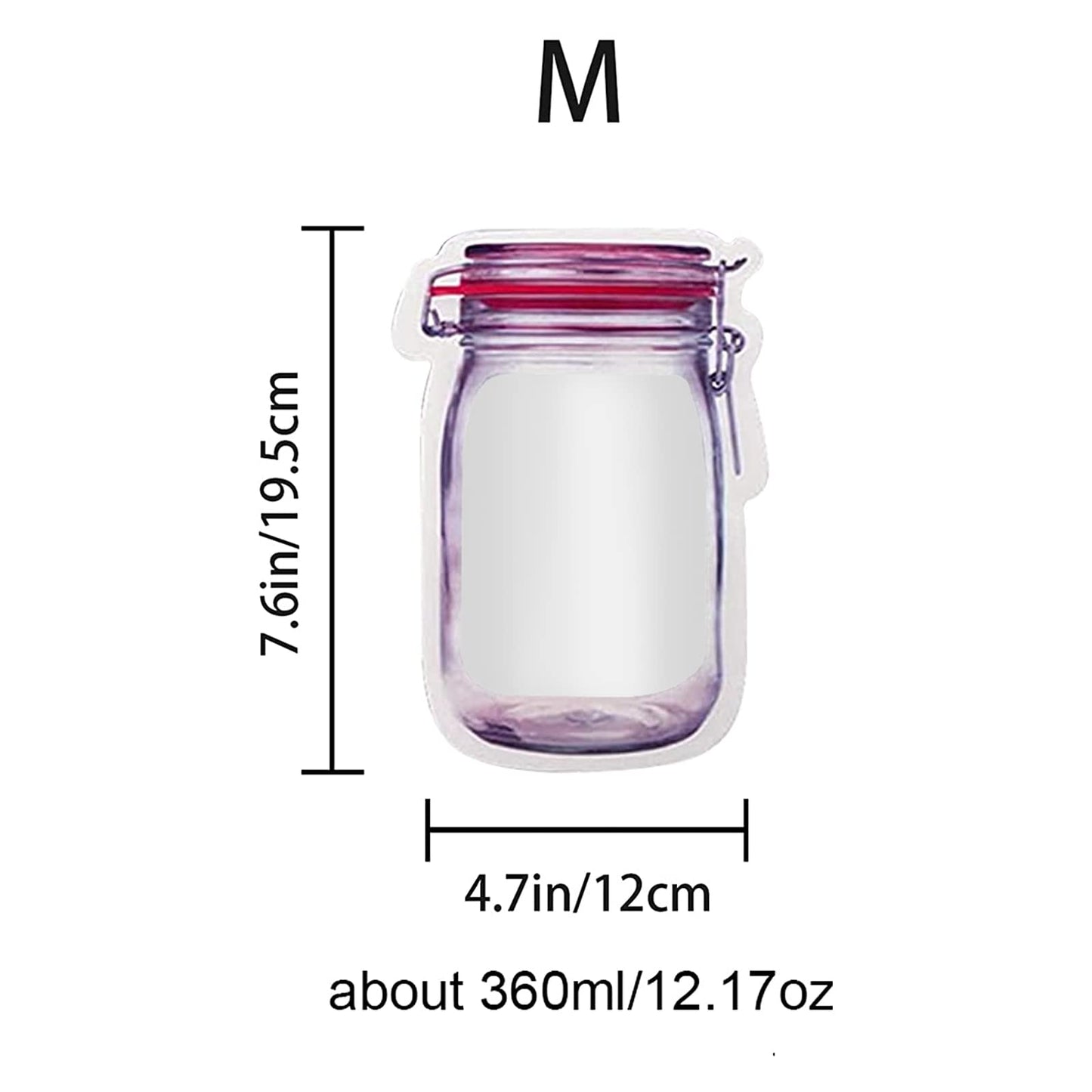 Enkrio 18Pcs Mason Jar Zipper Bags Resuable Snack Bags Portable Food Storage Snack Zipper Bags for Kitchen Travel Camping Picnic Organizer (18M)