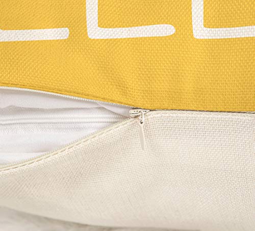 4TH Emotion Hello Sunshine Pillow Cover Farmhouse Yellow Lumbar Pillow Cover Spring Summer Decorations Cushion Case for Sofa Couch Polyester Linen 12x20 Inches