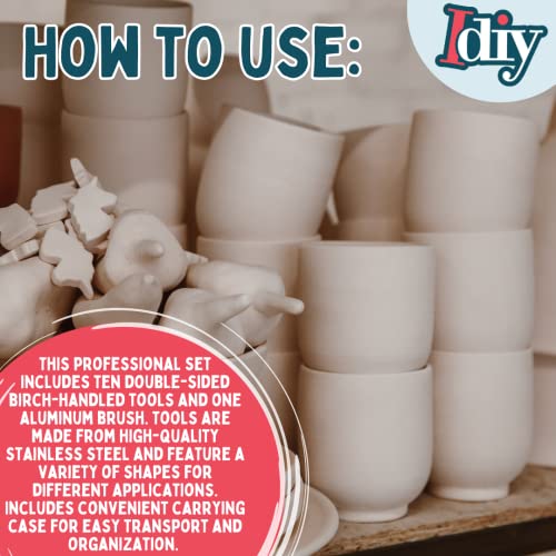 Pottery Tool Kit -21 Tip Double Sided, 11-Piece Tool Beginner's Clay Sculpting Set, Clay, Wood Carving, Ceramic Art Project Accessory for School, Classrooms, Kids/Adults, Birthday Gift, Craft Activity