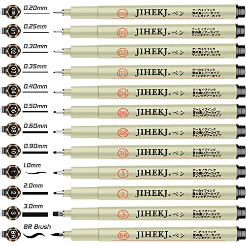 Drawing Pens 12-Pack, Art Pens Anime Pens Sketch Pens Precision Multiliner Pens ink Pens Calligraphy Pens Design Pens Office School Supplies Drawing Supplies Artists Line Art Supplies Design Supplies