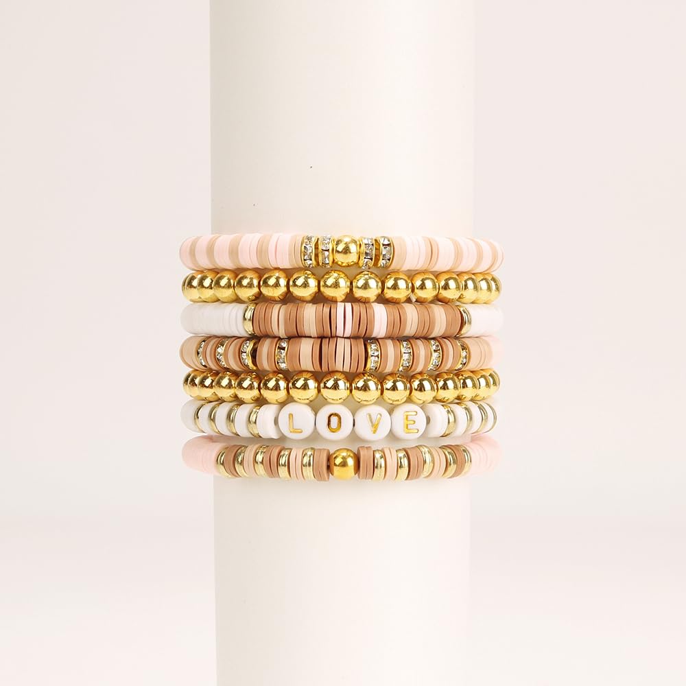 LFLIUN Bracelet Making Kit Friendship Gold Beads Clay Beads Jewelry&Bracelet Making Kit Charm Bracelet Maker Set with Letter Beaded Kit Birthday Gift (Multicolour6)