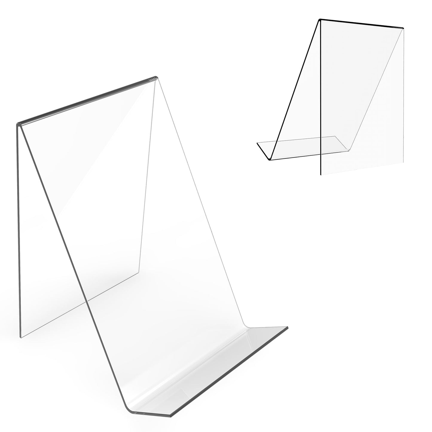 Boloyo Acrylic Book Stand Without Ledge,6 Inch 4PC Clear Acrylic Display Easel Transparent Display Stand Holder Tablet Holder for Displaying Pictures,Books,Artworks, CDs