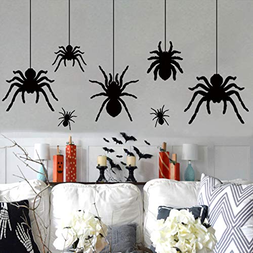 Ivenf Halloween Decorations, Extra Large Scary Spider Wall Decal Window Decor Party Supplies, 2 Sheet 51pcs