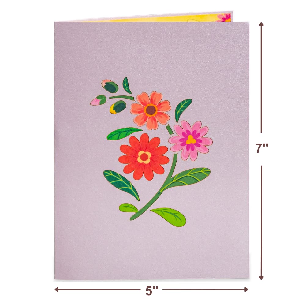 Paper Love 3D Spring Bouquet Pop Up Mother's Day Card, Gift for Mothers Day, Birthday, Wedding, Anniversary, Thank You, Get Well, All Occasion - 5" x 7" Cover - Includes Envelope and Note Tag