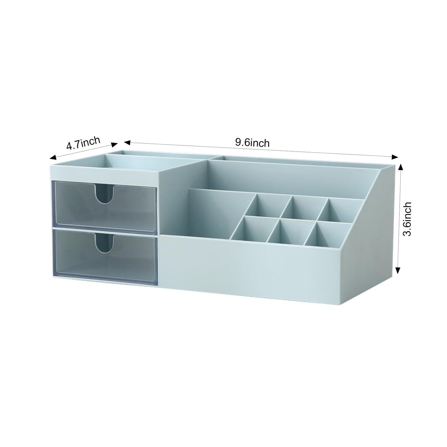 Marknor Vanity Makeup Organizer, Cosmetic Storage Organizer/Box, Mini Desk Storage for Office Supplies, Bathroom Counter or Dresser, Blue