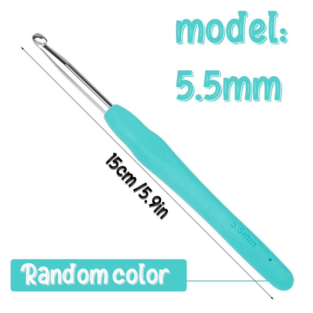 Crochet Hook, 5.5 mm Ergonomic Crochet Hook, Crochet Needles, Ergonomic Handle for Arthritic Hands, Knitting Needles with Soft Handle Beginners and Experienced Crochet Hobbyists (5.5 mm)