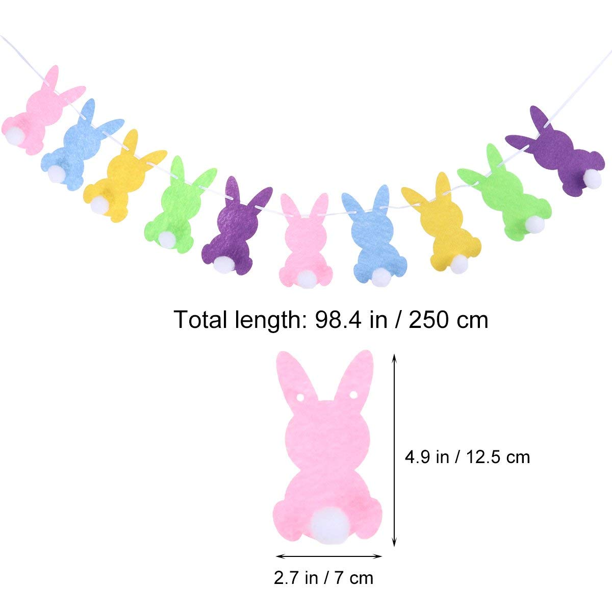 Easter Bunny Rabbit Banner Bunting Garland, Easter Decorations (Colorful Bunny)