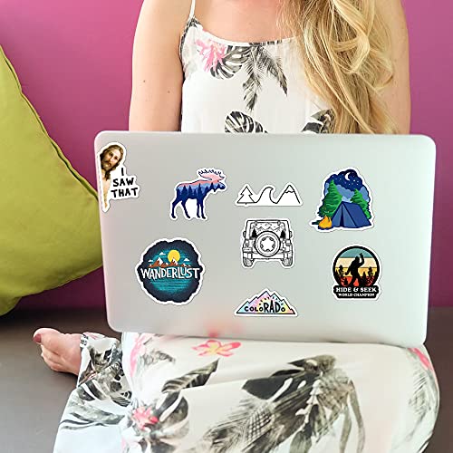 200PCS Camping Stickers - Water Bottles, Outdoor Adventure, Vinyl Waterproof Stickers Packs for Laptop, Travel & Hiking, Bike, Bumper, Suitcase, Luggage, Car, Wilderness, Nature