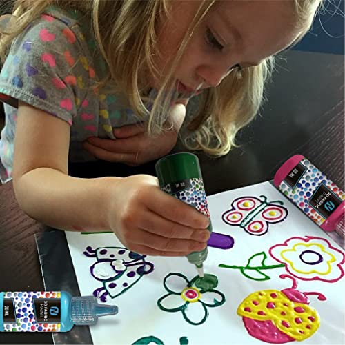 Novarbee- Fabric Paint, 12 Colors Puffy Paint, 0.67 Oz, Fabric Paint For Clothes, 3d Puffy Pens, Puffy Paint For Crafts, Canvas, Glass, Clothing, Wood.