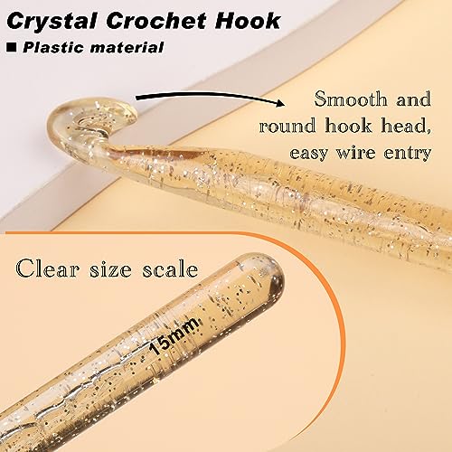 UzecPk 15mm Large Crochet Hook, Ergonomic Knitting Crochet Hooks, Huge Crochet Hook, Beginner Crochet Needle, Handle Crochet Supplies for Knitting Yarn Carpet Scarf Wool Roving