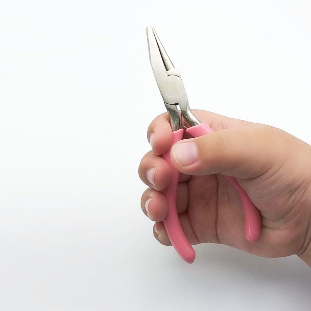 1PCS 5 Inches Pink Jewelry-making pliers Beadsmith Concave Round Nose Pliers – Wire Looping and Bending Tool – Jewelry-Making Instrument Metal ring-making tools