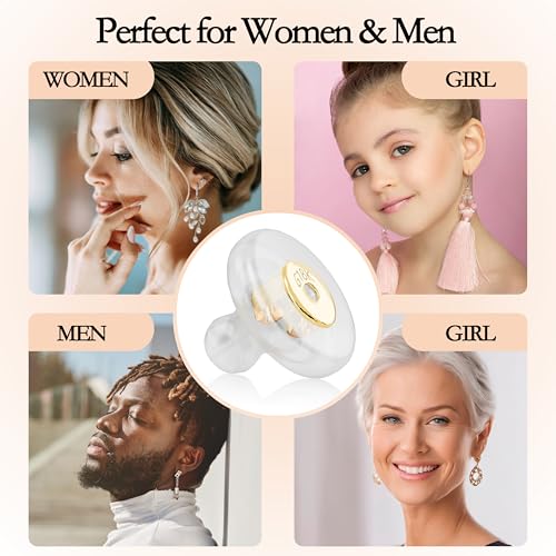 Silicone Earring Backs, 18K Gold Secure Locking Design for Studs, Hypoallergenic Replacement for Droopy Ears, No-Irritation Earring Backs for Men and Women(12 PCS)