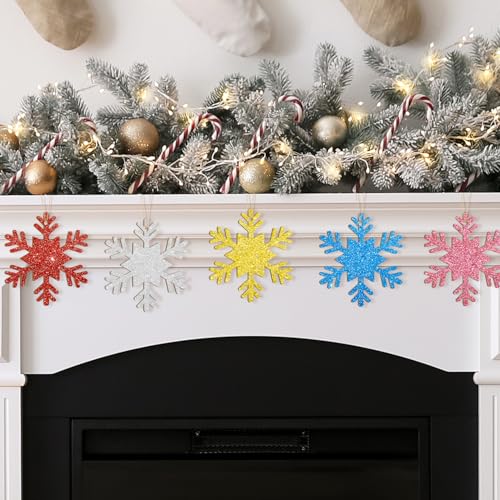 Wooden Christmas Snowflake Ornaments to Paint Christmas Winter Decoration Cutouts Unfinished 24PCS 3.5 inches, DIY Blank Unfinished Christmas Tree Ornament for Home Snowflakes Crafts Hanging