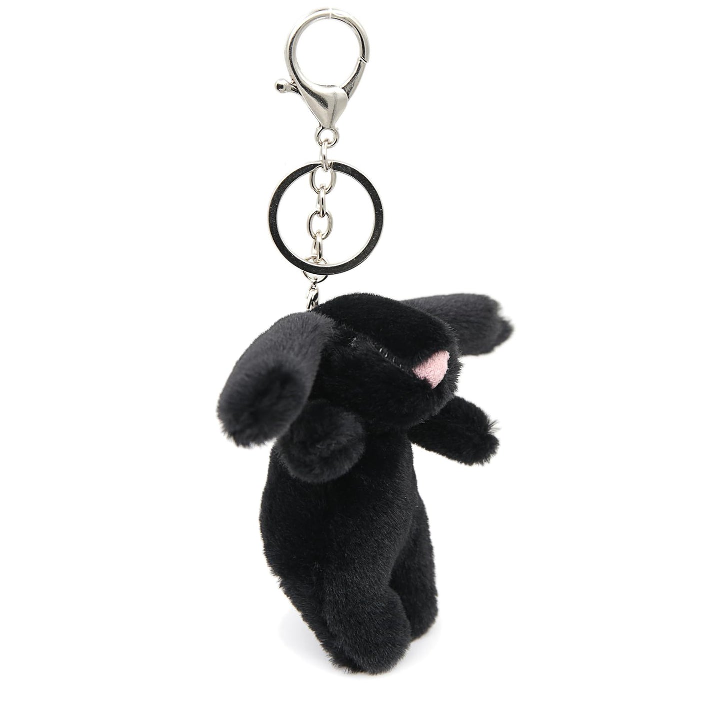 Miokkley Cute Bunny Plush Keychain for Backpack, 3.5" Inch Mini Rabbit Keychain Purse Charm Pendant Gift for Women (Black)