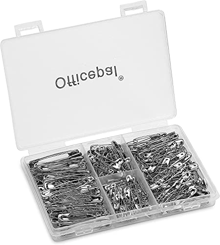 Officepal Premium Quality 4-Size Pack of Safety Pins- Top 250-Count – Durable, Rust-Resistant Nickel Plated Steel Set- Best Sewing Accessories Kit for Baby Clothing, Crafts, Arts (4-Size in 1 No.001)