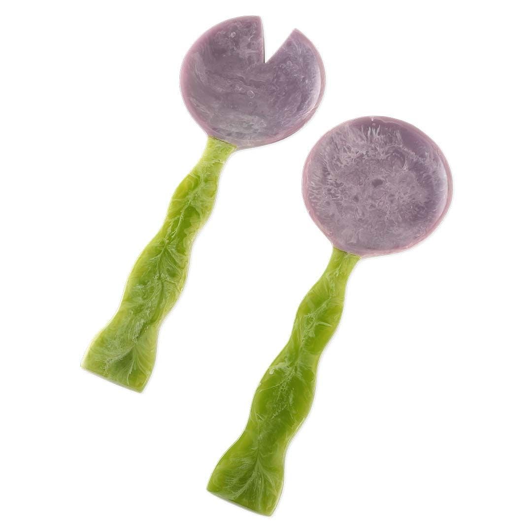 Lavender & Sage Resin Salad Servers | Set of 2 (12") Resin Serving Spoons for Salad & Serving | Durable, Stardy Kitchen Essentials | Kitchen Décor, Housewarming Gifts, Valentine Gift