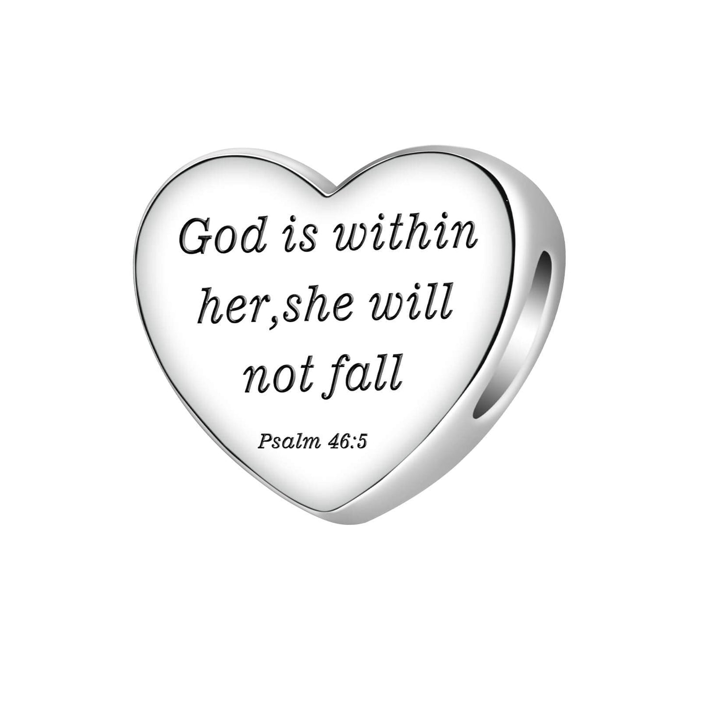 LUXILLA "God is within her, she will not fall Psalm 46:5" Charm Silver Charms 925 Sterling Silver fits Bracelets Necklace Pendant Bead Charms Jewelry Gift