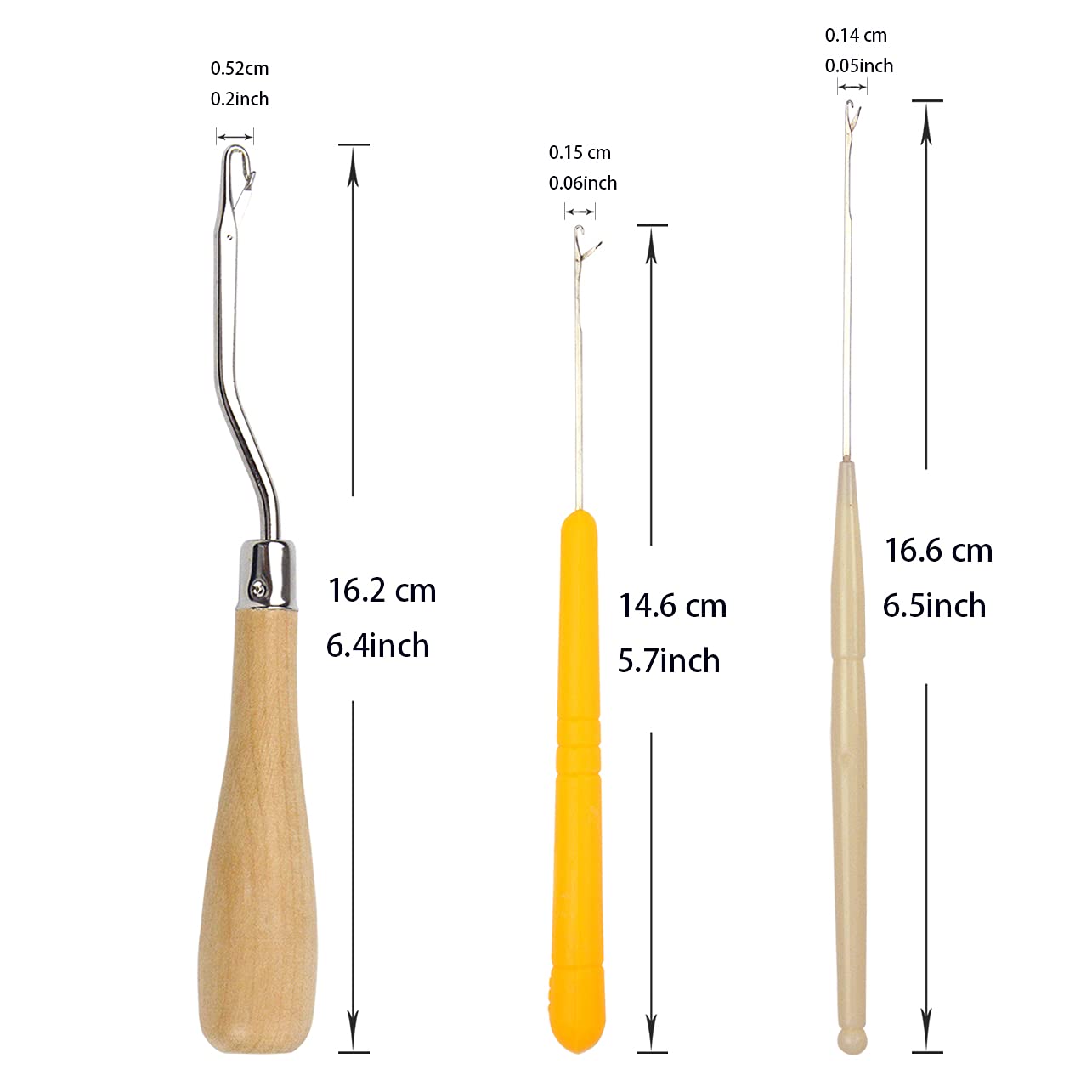 9 Pcs Bent Latch Hook Crochet Needle Set Dreadlocks Tool Crochet Hooks Hair Locking Tool for Hair Extension Braid Carpet Making and Other Craft