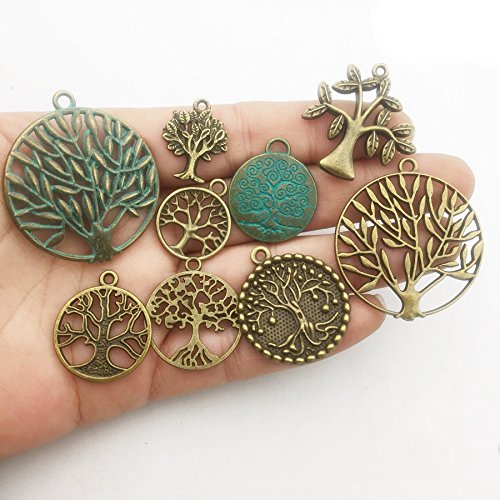 100g Craft Supplies Mixed Tree of Life Pendants Beads Charms Pendants for Crafting, Jewelry Findings Making Accessory for DIY Necklace Bracelet (M075)