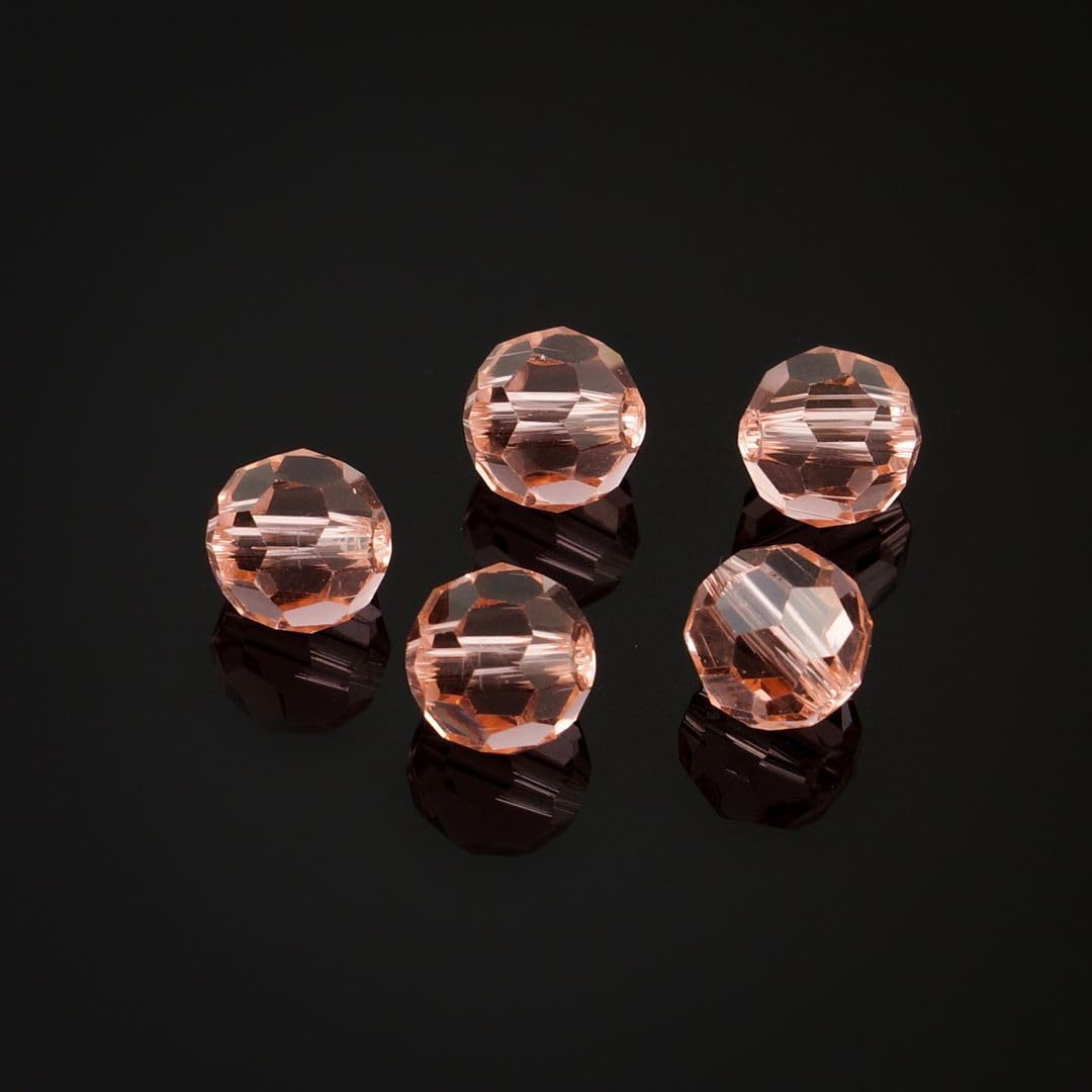 100pcs Adabele Austrian 4mm (0.16 Inch) Small Faceted Loose Round Crystal Beads Light Padparadscha Pink Compatible with 5000 Swarovski Crystals Preciosa SS2R-430