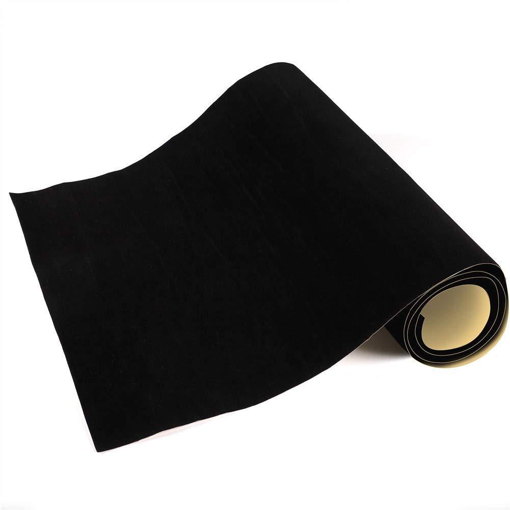 Self Adhesive Sheets, Adhesive DIY Felt Sheets for Art & Crafts, Peel & Stick Drawer/Jewelry Box Liner, Solid Color Felt Wallpaper (14.6" x 39.4", Black) - 2pcs
