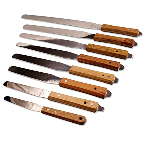 8 Inch Screen Printing Ink Spatula Stainless Steel Ink Knife Wood Handle Flexible Ink Spatula - 4in / 5in / 6in / 7in / 8in / 9in / 10in / 12in (8 inches)