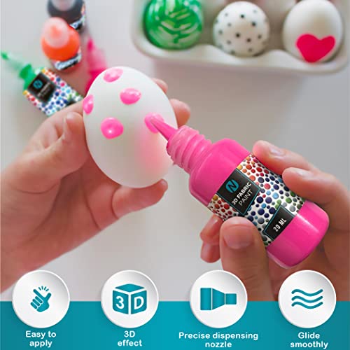 Novarbee- Fabric Paint, 12 Colors Puffy Paint, 0.67 Oz, Fabric Paint For Clothes, 3d Puffy Pens, Puffy Paint For Crafts, Canvas, Glass, Clothing, Wood.