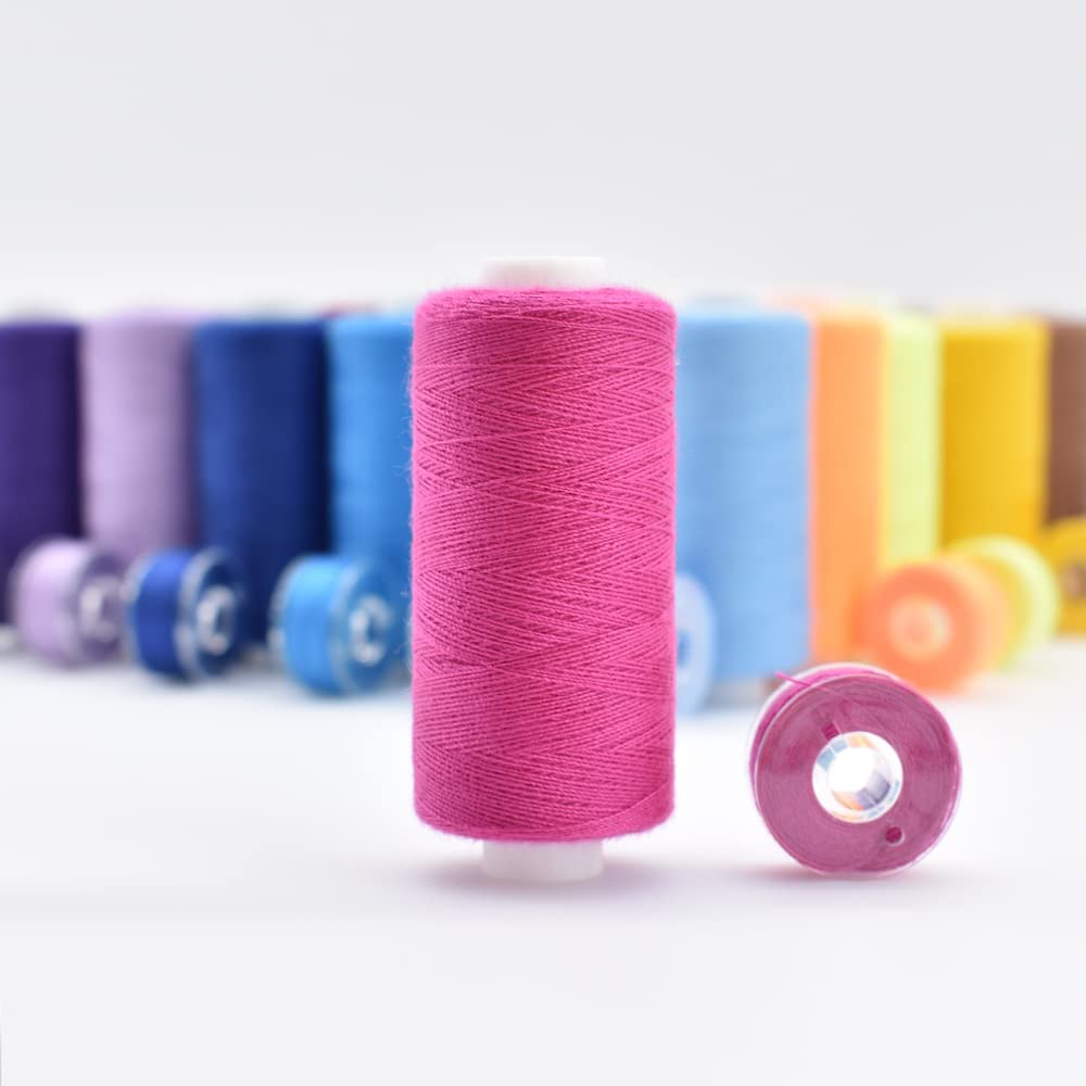 SHRJ 72Pcs Bobbins Sewing Threads Kit, 36 Colors 400 Yards per Polyester Thread Spools Prewound Bobbin with Case for Hand Machine Sewing, Emergency and Travel, DIY and Home