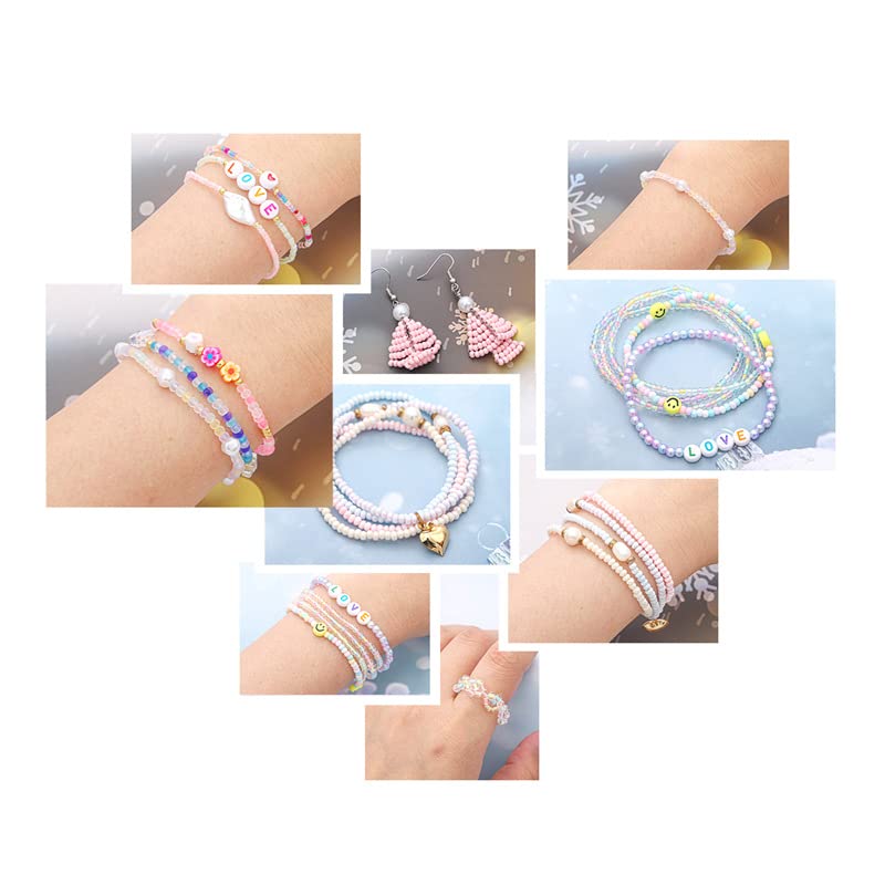 Mix 15 Color Glass Seed Tube Beads Glass Bugle Beads Loose Kit for Jewelry Making DIY Craft Beading (Mix 15 Color, Gold)
