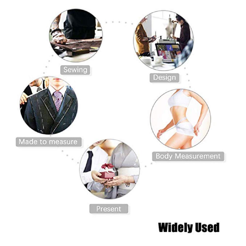 GDMINLO Soft Tape Measure Retractable Measuring for Body Fabric Sewing Tailor Cloth Knitting Craft Weight Loss Measurements Retractable Black Double Scales Rulers 1 Pack