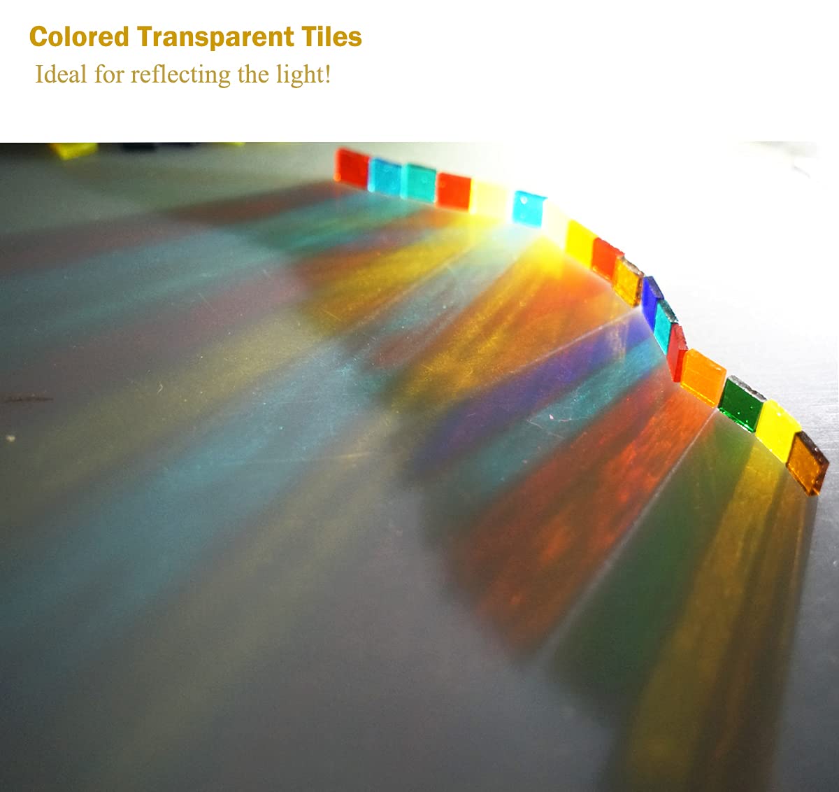 Lanyani Transparent Square Glass Mosaic Tiles Pieces Stained Glass for Crafts, Mixed colors and Patterns, 500g/1.1lb