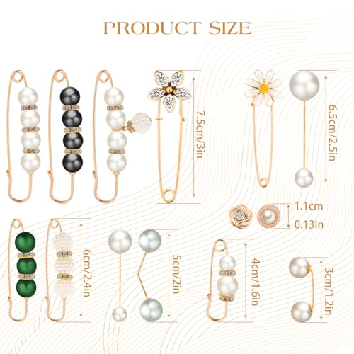 35 Pcs Pearl Brooch Sweater Shawl Neckline Pins Faux Pearl Buttones Artificial Pearls Brooches for Girls Women Cover Up Clothing Dresses Decoration Accessories Pant Waist Tightener Safety Pins