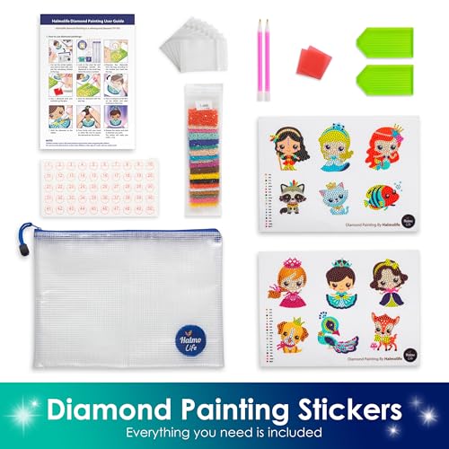 Halmolife 5D Diamond Painting Stickers Kits for Kids and Adult Beginners Gem Paint by Numbers Diamonds Arts for Boys and Girls Ages 6 7 8-12 DIY Princesses kit with Dots Gifts for Kid