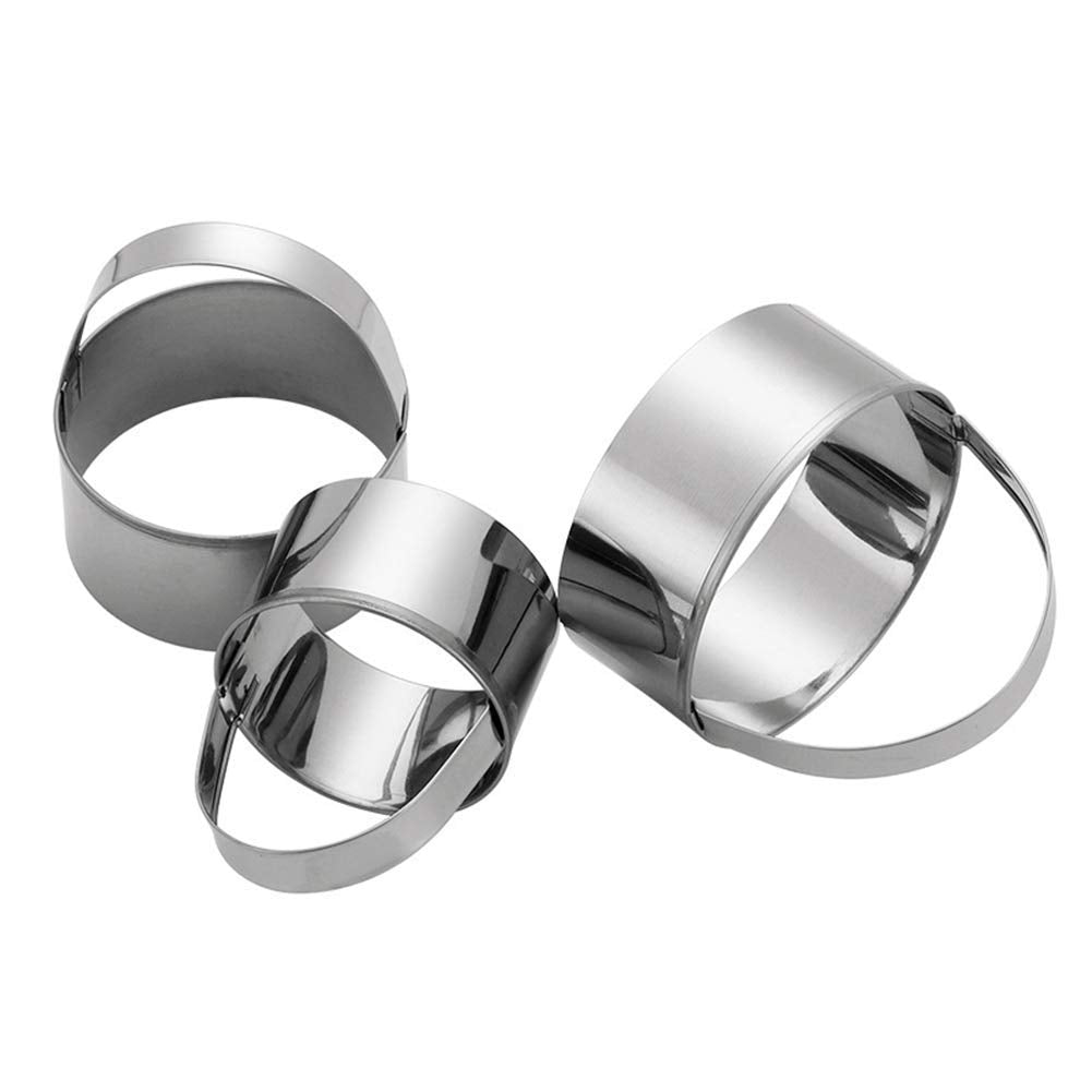 Maykito 3 Pieces Round Biscuit Cutter with Handle - Stainless Steel Round Circle Doughnut Cutter Baking Molds Assorted Size