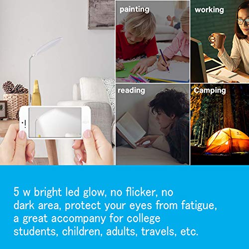 DEEPLITE LED Desk Lamp with Flexible Gooseneck 3 Level Brightness, Battery Operated Table Lamp 5W Touch Control,Compact Portable lamp for Dorm Study Office Bedroom,Eye-Caring and Energy Saving