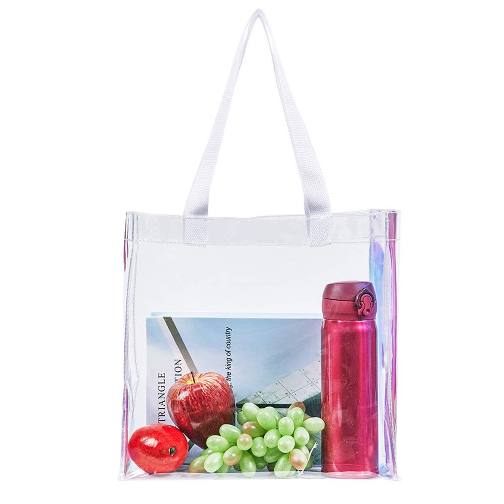 Edraco Clear Tote Bag, 2-Pack Stadium Approved Hologram Clear Bag, Great for Sports Games, Work, Security Travel, Stadium Venues or Concert, 12"X 12"X 6"