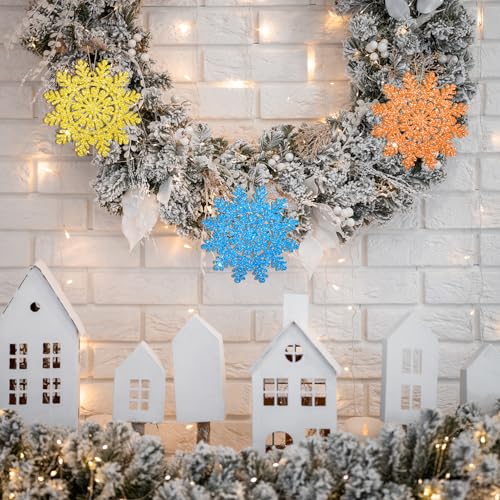 Wooden Christmas Snowflake Ornaments to Paint Christmas Winter Decoration Cutouts Unfinished 24PCS 3.5 inches, DIY Blank Unfinished Christmas Tree Ornament for Home Snowflakes Crafts Hanging