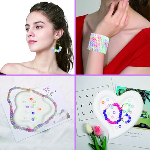 LIS HEGENSA DIY Crafts Gifts for Girls Beading Kits, 1000PCS Pony Beads Bracelet Making Kits with Decorative Beads and Charms, Craft Supplies for Children, Adults, Girls