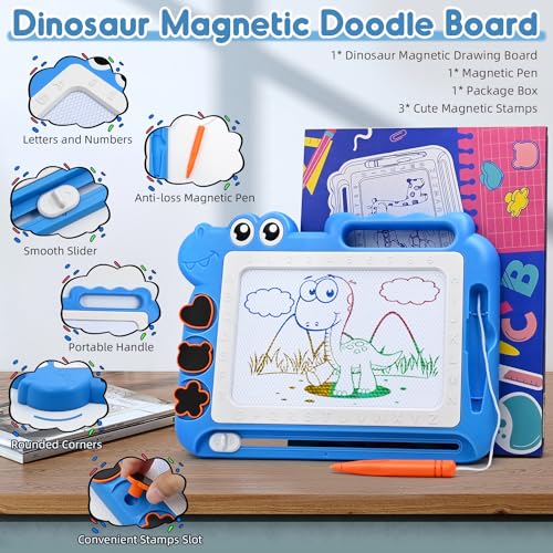 AiTuiTui Magnetic Drawing Board Toddler Toys Gift for 2 3 Year Old Girls Boys, Sketch Writing Doodle Pad Age 2-4 Travel Games, Educational Learning Kids Toys for Toddlers Birthday (Blue)