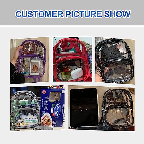 USPECLARE Clear Mini Backpack Stadium Approved, Size 7.5"x2.8"x9" for Girls, for Concert, Festival, Sport Events&Daily Use(Black)