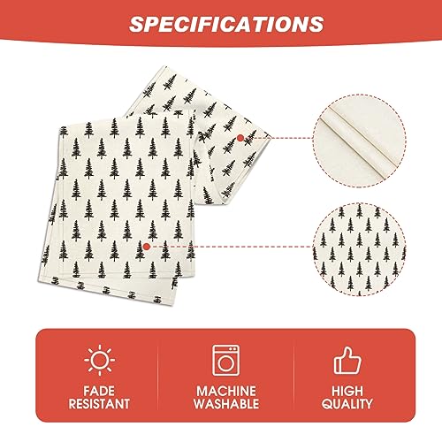Mode Beige Xmas Tree Christmas Table Runner, Seasonal Winter Kitchen Dining Table Decoration for Home Party Decor 13x72 Inch