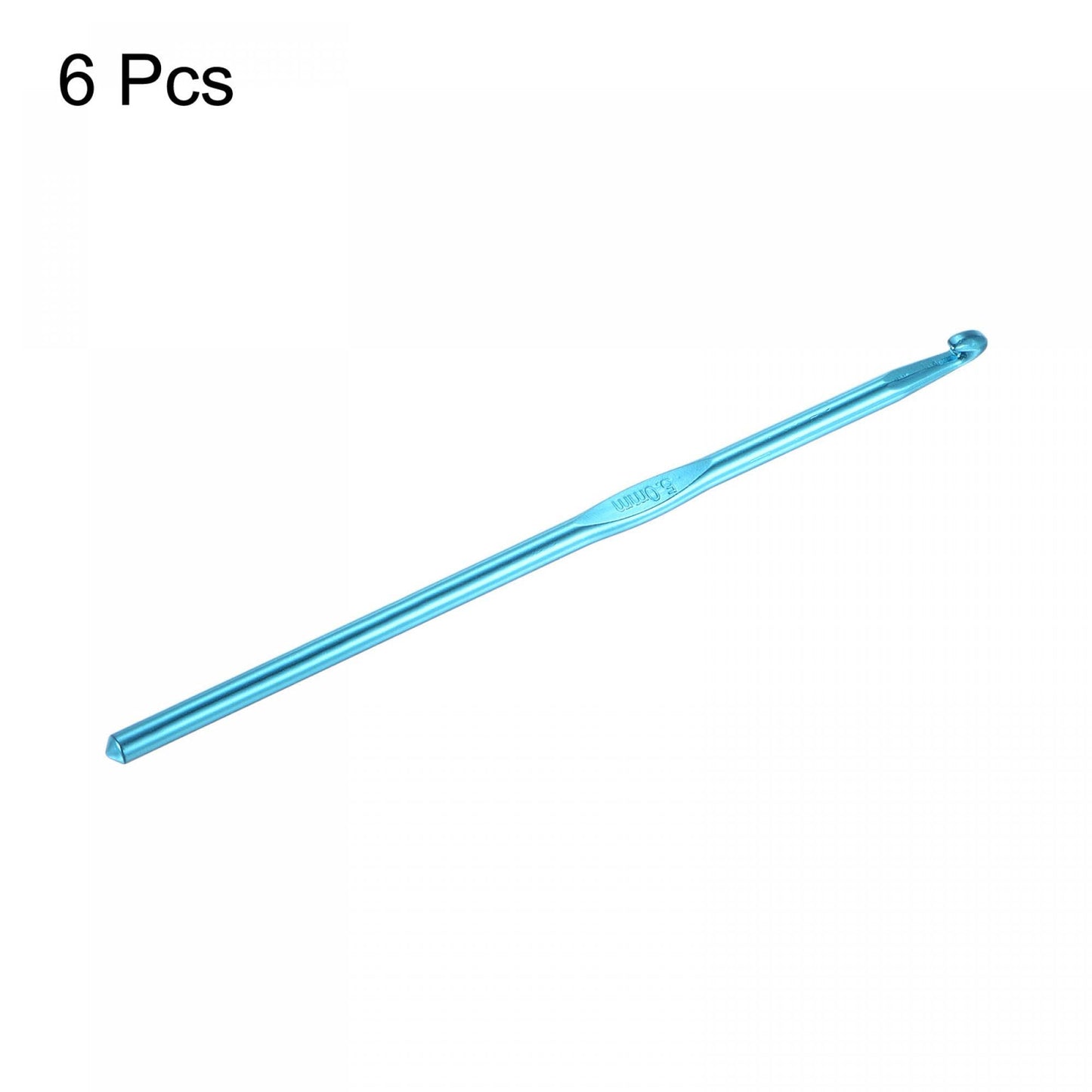 Aluminum Crochet Hook 5mm US Size H (Size 8) Knitting Needles for DIY Craft Yarn Blue 6Pcs