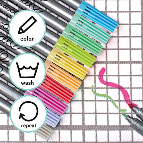 eatsleepdoodle Original Doodle Wash-Out Fabric Marker Set (Pack of 10) Double-Ended Felt Tip Markers: Pastel Colors
